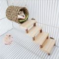 2pcs Small Pet Nest Toy, Hamster Straw Woven Tunnel Nest With Wooden Ladder And Warm Pad, Small Animal Supplies.