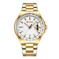 CURREN 8375 Golden Stainless Steel Analog Watch For Men - White & Golden.