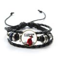 The Walking Dead Leather Bracelet Black Woven Multilayer Glass Dome Charm Bracelet Men Boy Women Girl Jewelry Accessories. 