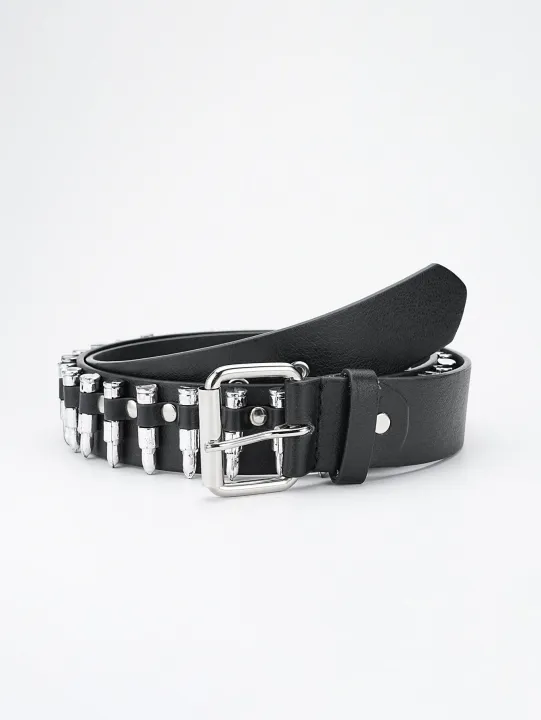 Bullet%20Studded%20Belt%20Punk%20Rock%20Gothic%20Grunge%20Stylish%20with%20Metal%20Buckle%20Artificial%20Bullet%20-%20Image%202