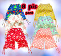 8 Pieces Combo girls lase half pant by any Color 0-4 years, boy pant, girls pant, kids pant, girls shorts pant, girls half pant. 