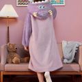 Winter star with the same cute purple little monster velvet thickened and lengthened warm bathrobe pajama pants loungewear. 