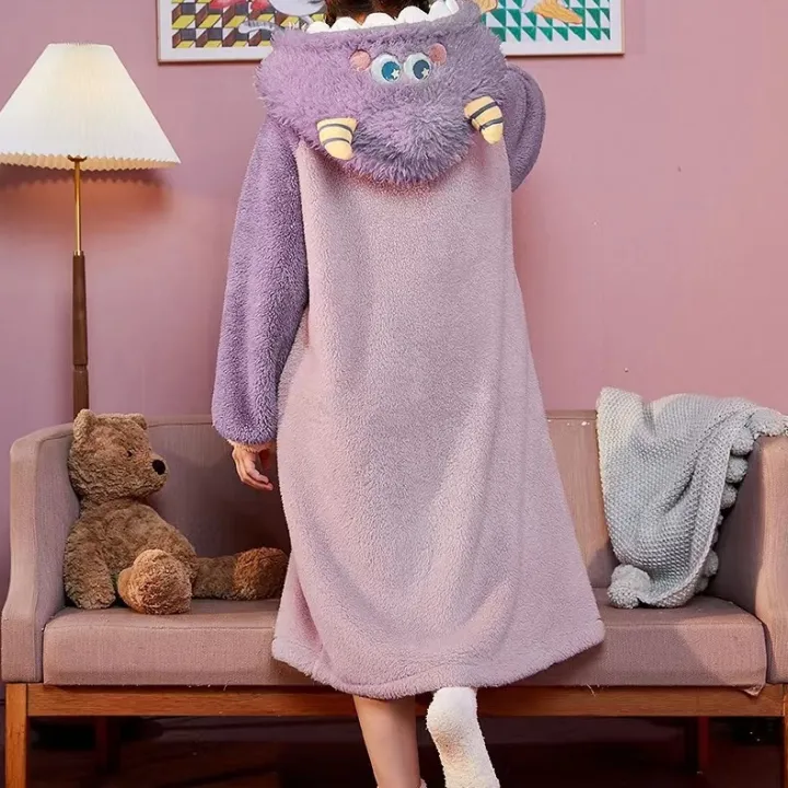 Winter%20star%20with%20the%20same%20cute%20purple%20little%20monster%20velvet%20thickened%20and%20lengthened%20warm%20bathrobe%20pajama%20pants%20loungewear%20-%20Image%204