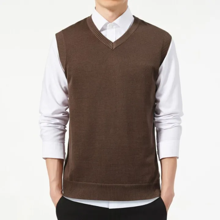 Spring%20Autumn%20Winter%20Solid%20Color%20Sweater%20Men's%20V-neck%20Bottoming%20Knitting%20Knitted%20Sweater%20Sleeveless%20Pullover%20Vest%20Sweater%20Men%20-%20Image%206
