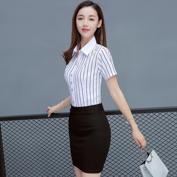 White%20Shirt%20Women's%20Professional%20Slim%20Fit%20Black%20and%20White%20Striped%20Overalls%20Formal%20WearolLarge%20Size%20White%20Shirt%20Summer%20-%20Image%206