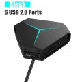 6 Ports USB 2.0 Hub USB Splitter High Speed TF SD Card Reader with eaphone microphone interface For PC Computer Accessories. 