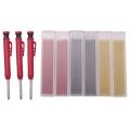 Solid Carpenter Pencils and 36 Pieces Refills in 3 Colors with Built-in Sharpener for Scriber Wood Floor Marking Drawing. 