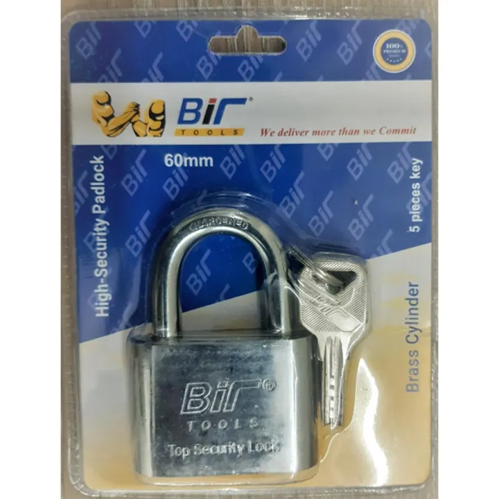 Bir High Security 60mm Pad Lock with brass cylinder/Bir Pad lock/ Heavy ...