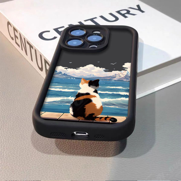 Cute%20Cat%20Watching%20the%20Sea%20Case%20for%20iPhone%2014%2015%20Pro%20Max%2013%2012%201happy1%20X%20XS%20XR%207%208%20Plus%20SE%202020%20Shockproof%20Silicone%20Protective%20Cover%20-%20Image%204