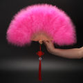 Upgraded full-fluff thickened feather fan, standard fan, cheongsam, catwalk, stage performance fan, dance fan, 50*30.