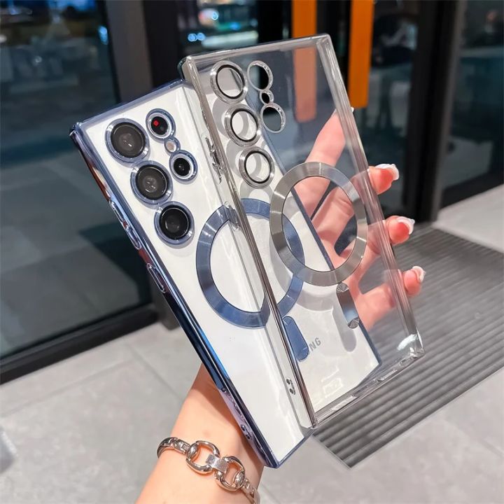 Plating%20Magnetic%20Magsafe%20Case%20For%20Samsung%20Galaxy%20S23%20S20%20S21%20S22%20Plus%20Ultra%20FE%20Note%2020%2010%20Wireless%20Charge%20Transparent%20Soft%20Cover%20-%20Image%206