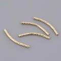 4Pcs Copper Noodle Tube Beads Curved Jewelry Findings Craft Golden 2×30mm. 