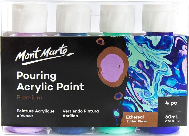 MONT MARTE Acrylic Pouring Paint Set Ethereal – 4 pieces x 60ml
