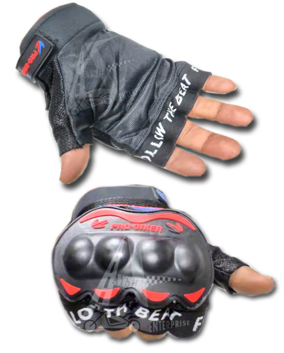 Biker Motorcycle Riding Hand Gloves Half Finger-Pro Biker (Local)