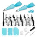 12 pcs,24 pcs/set Cake Russian Nozzle Stainless Steel Cake Decor Tulip Nozzle Cupcake Icing Piping Nozzles Russian Rose Nozzles Tips. 