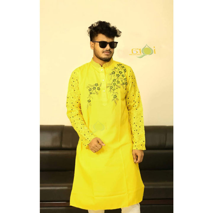 Printed%20Stylish%20semi%20long%20Panjabi%20-%20Image%203