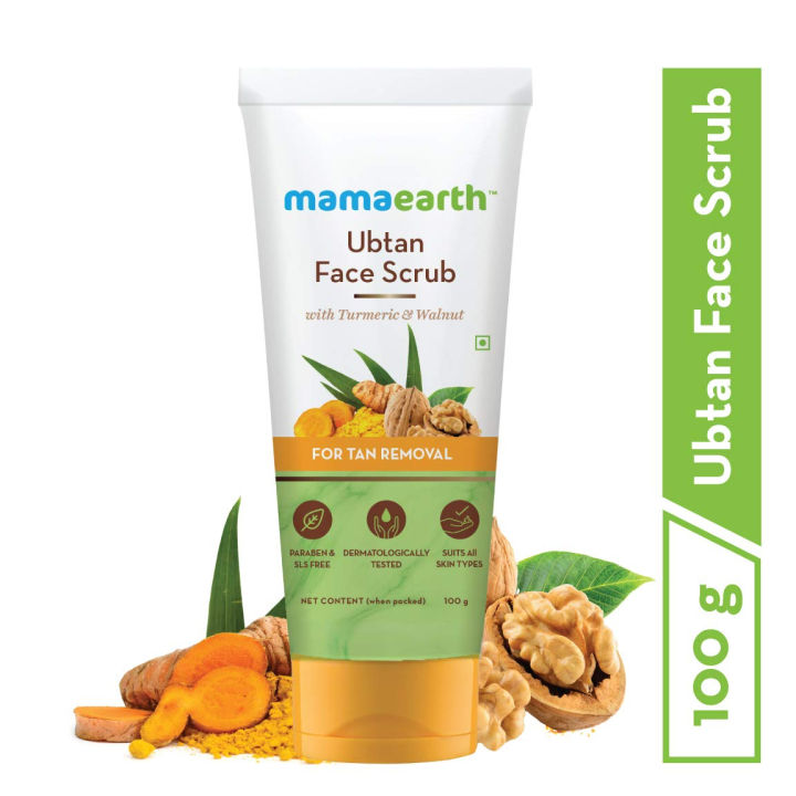 Mamaearth Ubtan Scrub For Face with Turmeric & Walnut for Tan Removal - 100g