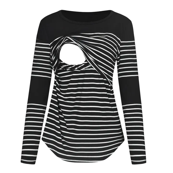 Pregnancy%20Maternity%20Clothes%20Women%20Maternity%20Casual%20Striped%20Nursing%20Tops%20T-shirt%20Breastfeeding%20Tops%20Pregnant%20Women%20-%20Image%207