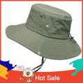 【3C VictoryEagle】Summer Men Bucket Hat Solid Color Anti Sun Wide Adjustable Fisherman Cap.