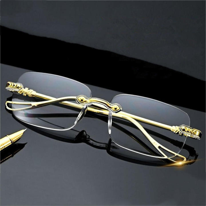 The Elderly High-grade Presbyopes Anti-blue Light HD Presbyopia Glasses Frameless Ultra-light Magnifying Reading Glasses for Women and Men