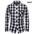 male Autumn New stripe Casual Men's Flannel Plaid Shirt top Brand Men Slim Business Office Checkered Long Sleeve Shirts Clothes.