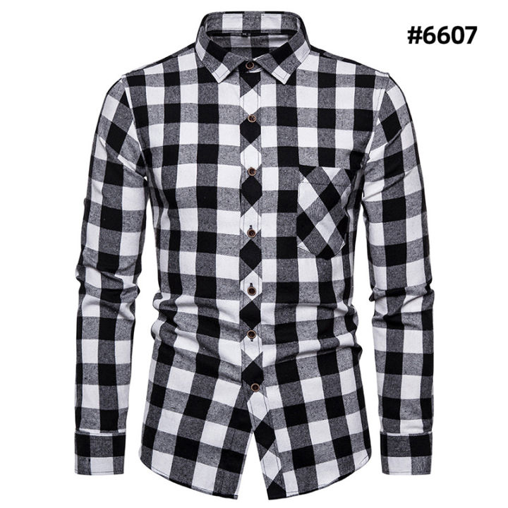 male Autumn New stripe Casual Men's Flannel Plaid Shirt top Brand Men Slim Business Office Checkered Long Sleeve Shirts Clothes