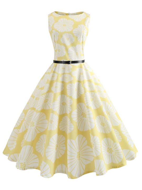 New Summer Dress 50s 60s Vintage Retro Midi Dresses for Women