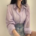 chic Shirt Women's Summer French Style Top High-Grade Cardigan Blouse Shirt Casual Korean Style Women's Clothing Niche. 