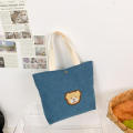 Little bear picture Mini lunch bag Adorable corduroy Corduroy handbag Schoolgirl cute bag for School lunch Office lunch Picnic Daily use Gift for girls.