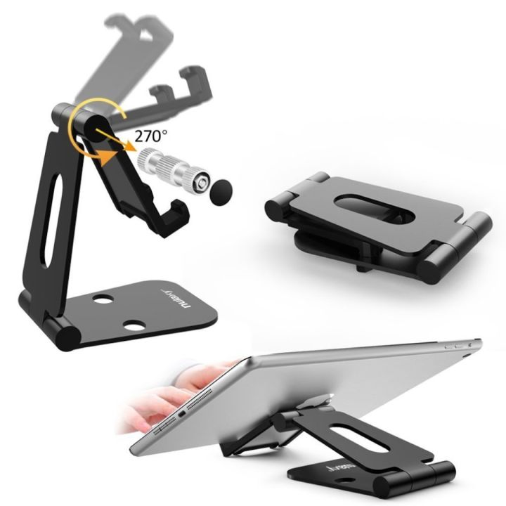 Aluminum%20Alloy%20Mobile%20Phone%20Holder%20Lazy%20Tablet%20Stand%20Creative%20Desktop%20Bracket%20Metal%20Support%20Multi-angle%20Data%20Line%20Hole%20For%20Phone%20-%20Image%203