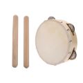 2 Pcs Percussion Rhythm Sticks Children Musical Toy Gift & 1 Pcs 6In Hand Held Tambourine.