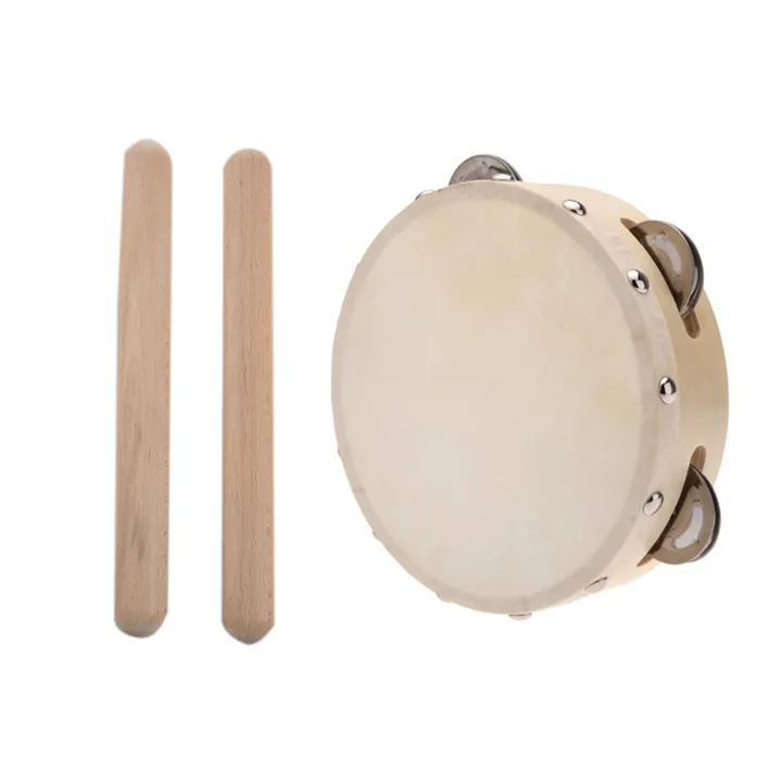 2%20Pcs%20Percussion%20Rhythm%20Sticks%20Children%20Musical%20Toy%20Gift%20&%201%20Pcs%206In%20Hand%20Held%20Tambourine%20-%20Image%202