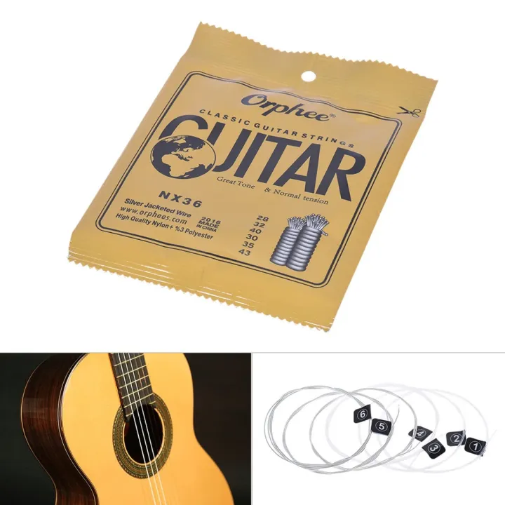 Orphee%20NX36%20Nylon%20Classical%20Guitar%20Strings%206pcs%20Full%20Set%20Replacement%20(.028-.043)%20Nylon%20Core%20Silver%20Jacketed%20Wire%20Normal%20Tension%20-%20Image%203