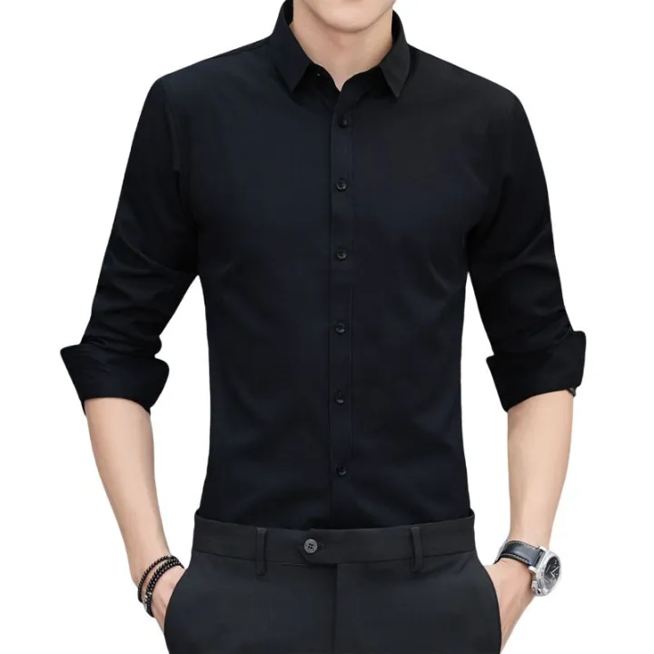 Men's%20full%20sleeve%20Cotton%20Formal%20Black%20Shirt%20-%20Image%202