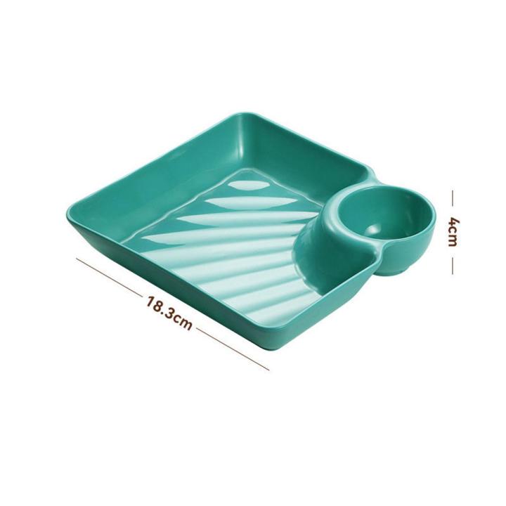 Japanese dumpling plate with vinegar dish Dumpling plate Dinner plate Home creative square dim sum plate dumpling plate dip dish