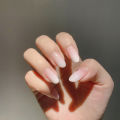 24pcs Gradient False Nails Artificial Cherry Red Nails Press On Nail Tips Short Nail Art with Glue Sticker French Nail. 