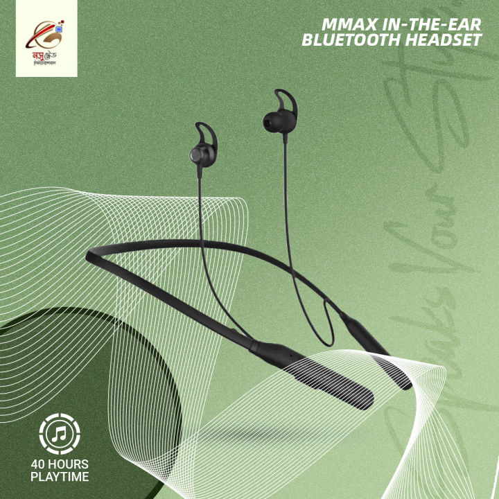 mmax In-the-ear Bluetooth Headset With Upto 30h Talktime Deep Bass - Black - Black