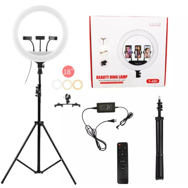 18"%20Inch%20(45cm)%20LED%20Ring%20Light%20&%203%20Phone%20Holder%20With%20Tripod%20Selfie%20Mobile%20Laptop%20Live%20Beauty%20Light%20Lamp%20Big%20Photography%20Ringlight%20with%20Stand%20for%20Phone%20Studio%20for%20Tiktok%20Youtube%20Live%20Makeup%20Photography%20Video%20-%20Image%202
