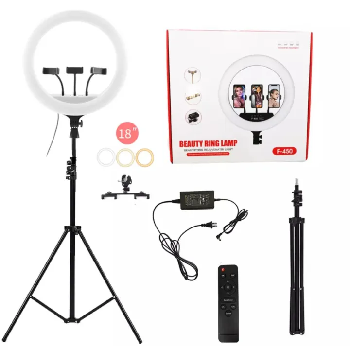 18"%20Inch%20(45cm)%20LED%20Ring%20Light%20&%203%20Phone%20Holder%20With%20Tripod%20Selfie%20Mobile%20Laptop%20Live%20Beauty%20Light%20Lamp%20Big%20Photography%20Ringlight%20with%20Stand%20for%20Phone%20Studio%20for%20Tiktok%20Youtube%20Live%20Makeup%20Photography%20Video%20-%20Image%202