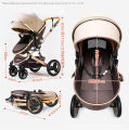 Baby Stroller 3 in 1 High Landscape Baby Stroller 3 in 1 Travel Baby Carriage Reversible Baby Cart Pink Pushchair with Car Seat. 