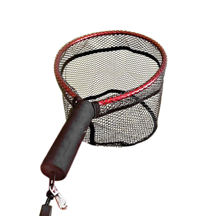 Fishing Hand Net Fishing Equipment Portable Dip Net Fly Fishing Net for Safe Fish Catching Releasing Red