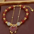 Chinese Style Red Auspicious Cloud Safety Lock Bracelet For Women Girl Bracelet Fashion Jewelry Qoddess. 