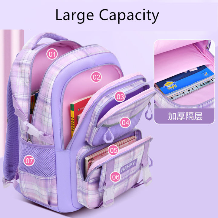 purple%20school%20bags%20for%20kids%20plaid%20book%20bag%20pink%20waterproof%20School%20backpacks%20for%20girls%20large%20capacity%20backpack%20with%20many%20pockets%20-%20Image%204
