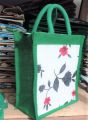 Jute Bag for smart shopping with Sticker laminated- Green Color. 