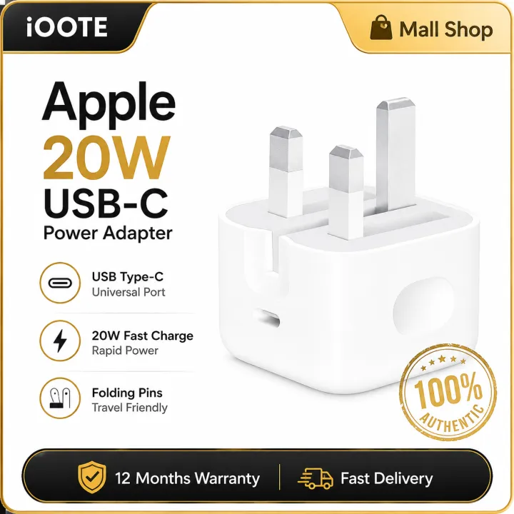 Apple%2020W%20USB-C%20Power%20Adapter%20A2344%203%20Pin%20Fast%20Charger%20Type-C%20Folding%20Pins%20for%20iPhone%2015,%2016,%2017,%20iPad%2012%20Months%20Warranty%20-%20Image%202