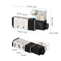 Pneumatic Air Control Solenoid Valve DC 24V PT1/4'' 5 Way 2 Position Internally Piloted Acting Type Single Electrical Control. 
