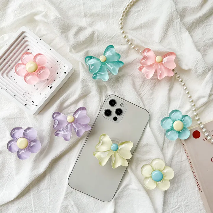 Cute%203D%20Flower%20Bow%20Mobile%20Phone%20Grip%20%7C%20Small%20Fresh%20Ins%20Style%20Airbag%20Bracket%20%7C%20Retractable%20Pop%20Socket%20Ring%20Holder%20-%20Image%202