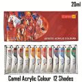 Camel / Camlin Artists Acrylic Color  Tube 12 Shades 9ml, 20ml. 