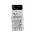 【NShisasN】Cute Cartoon Card Bag Clear Case With Chian For Samsung Galaxy Z Flip 5 4 3 flip5 flip4 flip3 Zflip4 zflip5 5G Girl Lovely Cover. 