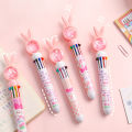 Kawaii Rabbit Ballpoint Pen 10 Colors Cartoon Cute Bunny Sequin Pens Kids School Office Stationery Multicolor Ball Pen jingu.
